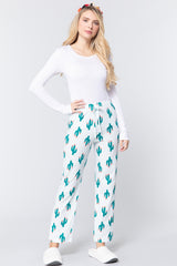 Ice Mint Cactus Print Cotton Women's Pajama