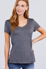 Grey V-neck Rayon Jersey Top
