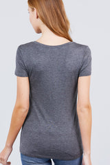 Grey V-neck Rayon Jersey Top