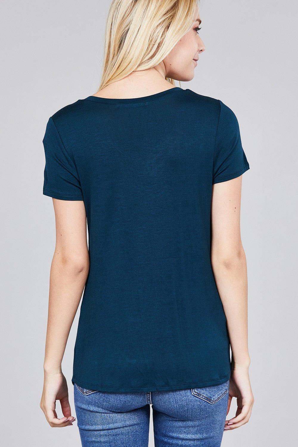 Teal V-neck Rayon Jersey Top