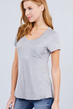 Grey V-neck Rayon Jersey Shirt