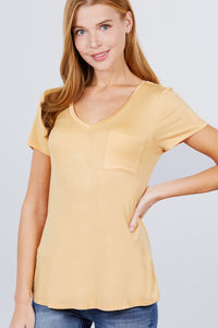Yellow V-neck Rayon Jersey Shirt