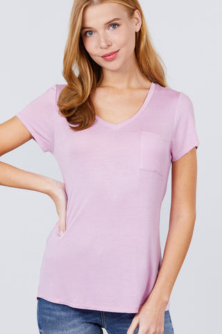 Lavander V-neck Rayon Jersey Shirt
