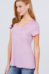 Lavander V-neck Rayon Jersey Shirt
