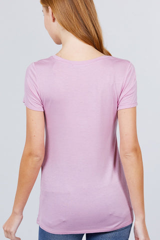 Lavander V-neck Rayon Jersey Shirt