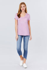 Lavander V-neck Rayon Jersey Shirt