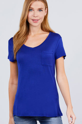 Royal Blue V-neck Rayon Jersey Shirt
