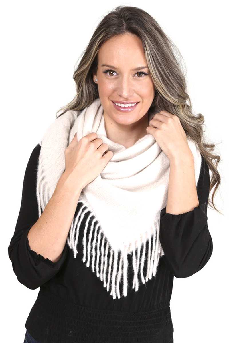 Solid Color Blanket Scarf with Fringes