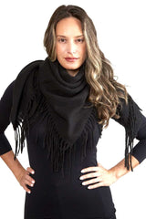 Solid Color Blanket Scarf with Fringes