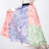 Multi Color Block Pleated Maxi Skirt
