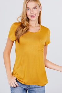 Yellow Short Sleeve Scoop Neck Top