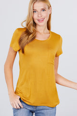 Yellow Short Sleeve Scoop Neck Top