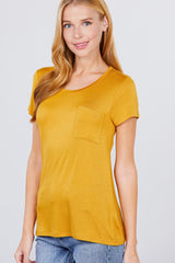 Yellow Short Sleeve Scoop Neck Top