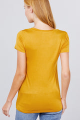 Yellow Short Sleeve Scoop Neck Top