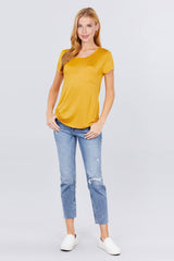 Yellow Short Sleeve Scoop Neck Top