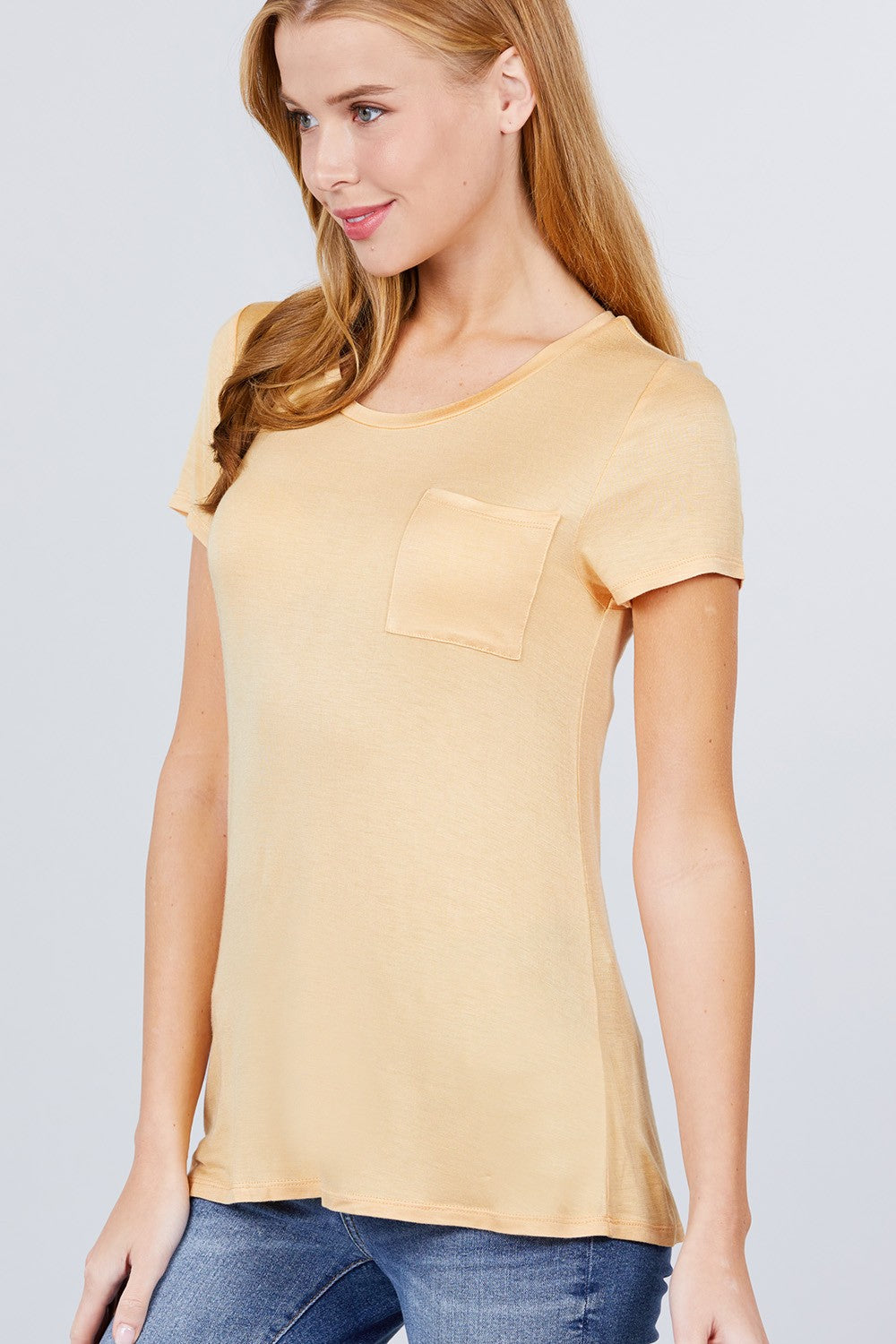 Yellow Short Sleeve Scoop Neck Shirt