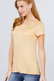 Yellow Short Sleeve Scoop Neck Shirt
