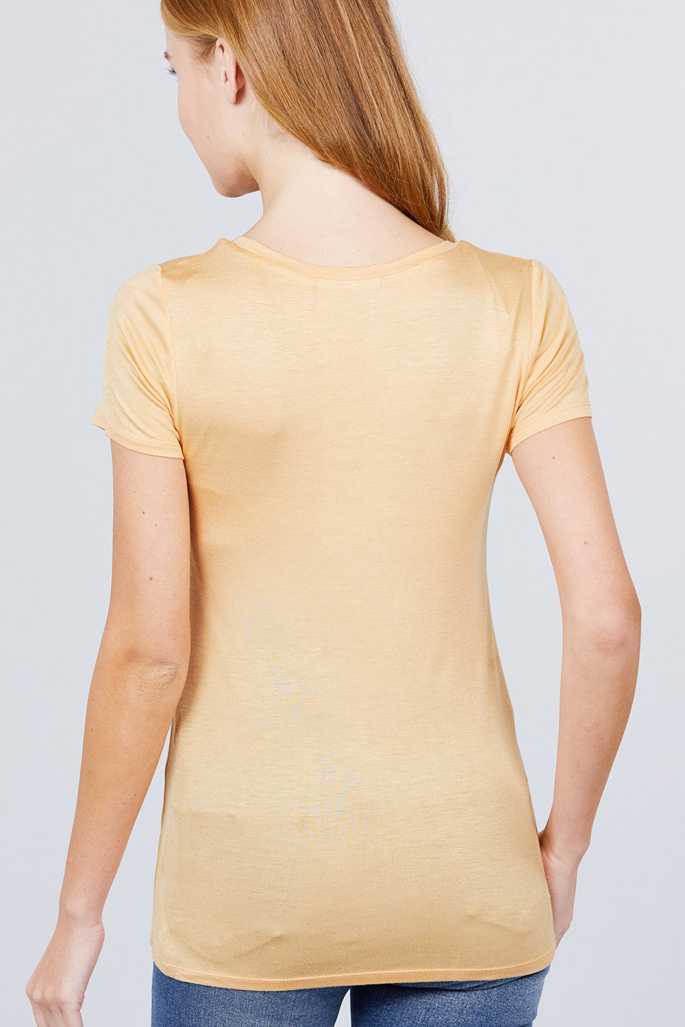 Yellow Short Sleeve Scoop Neck Shirt