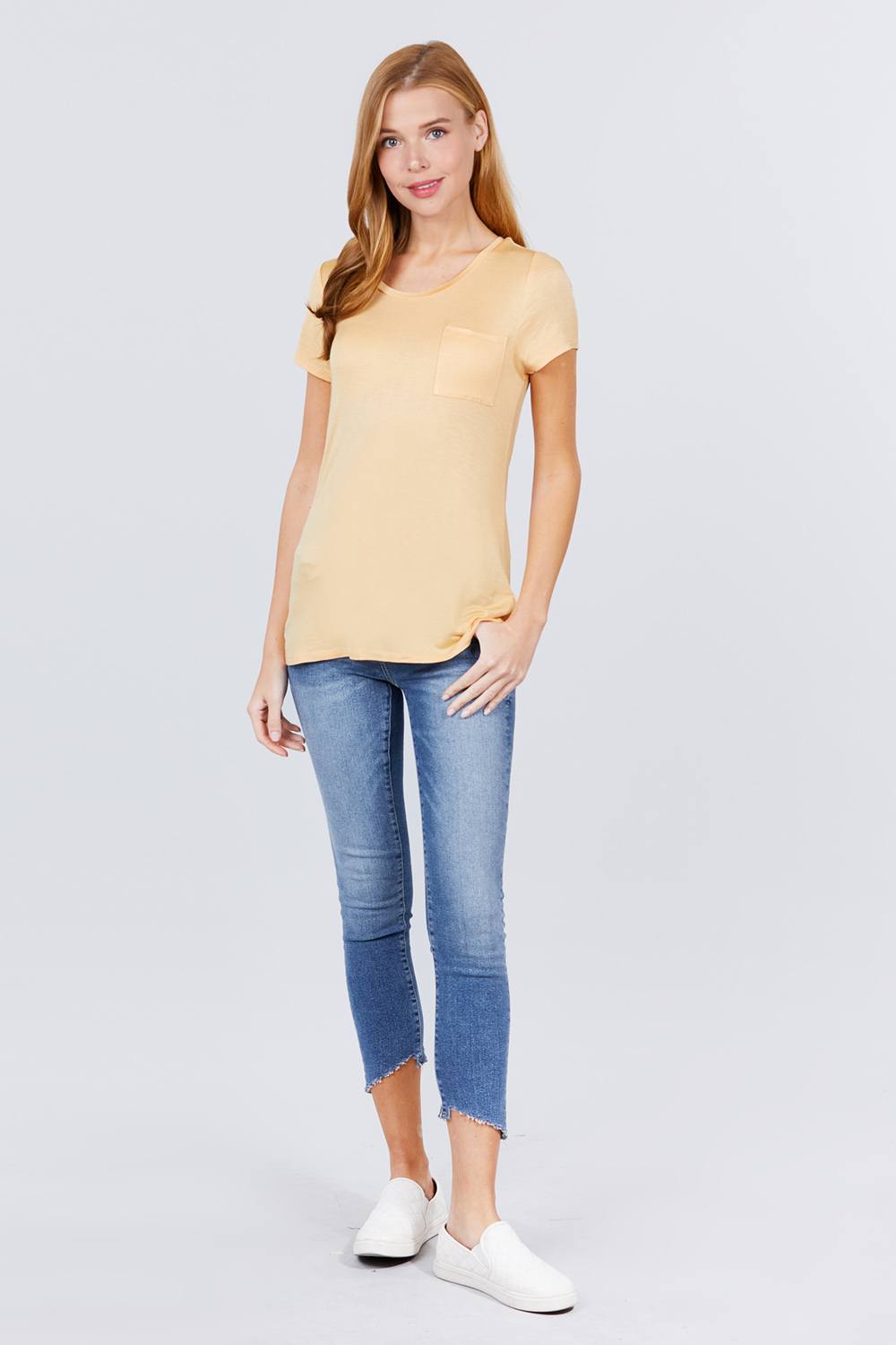 Yellow Short Sleeve Scoop Neck Shirt