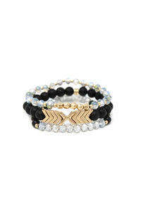 Natural Stone Glass Bead Stretch Multi Bracelet