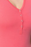 Rose Pink Short Sleeve V-neck Henley Shirt