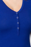 Royal Blue Short Sleeve V-neck with Button Henley Shirt