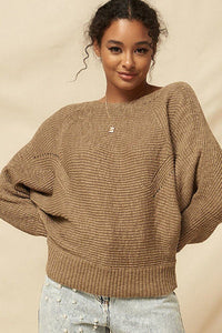 Taupe Ribbed Knit Sweater
