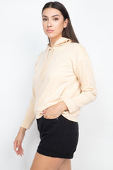 Stone Knit Sweater Self-tie Drawstrings Women's Hoodie