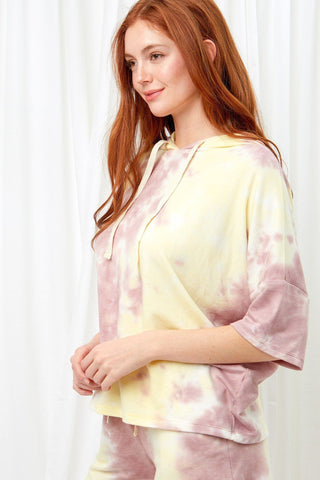 Yellow Knit Tie Dye Hoodie