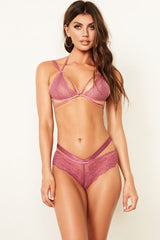 Rose Halter Cageback Style Triangle Bralette