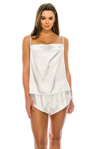 Ivory Satin PJ Short Set