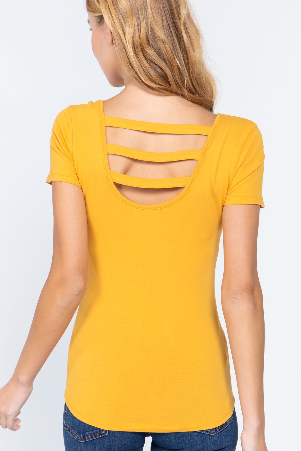 Mustard Short Sleeve Top w/ zipper Small Pocket Shirt