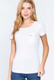 White Short Sleeve Top Zipper Women's Shirt