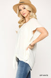 White Leopard Jacquard Front Tie Knot Blouse