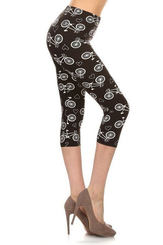 Multi-color Print, Cropped Capri Legging