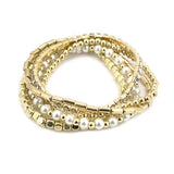 Fashion Metal Pearl Bead Stretch Bracelet - Multi