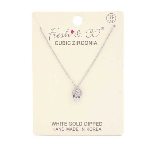 Dainty Rhinestone Skull Necklace