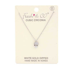 Dainty Rhinestone Skull Necklace