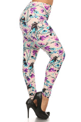 Plus Size Floral Printed Full Length Leggings