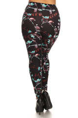 Plus Size Abstract Print, Full Length Leggings 