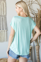 Mint Short Sleeve V-neck Top