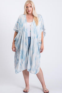 Short Sleeve Zebra Print Maxi Kimono