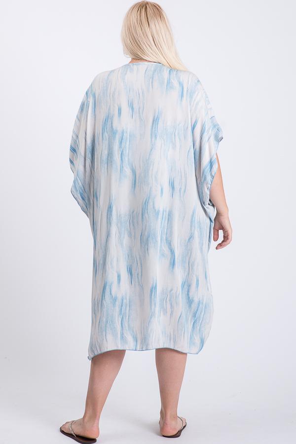 Short Sleeve Zebra Print Maxi Kimono