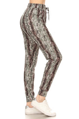 Snakeskin Printed Waistband Women's Joggers