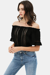 Black Lace Trim On The Front And Sleeves
