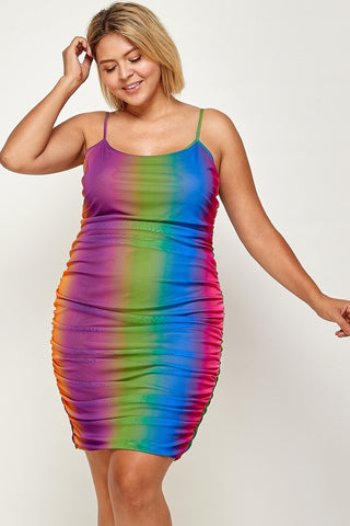 Rainbow Ombre Print Plus Size Women's Cami Dress