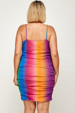 Rainbow Ombre Print Plus Size Women's Cami Dress