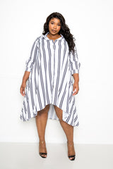 Stripe Shirt Plus Size Women's Dress