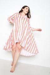 Orange Stripe Women's Shirt Dress
