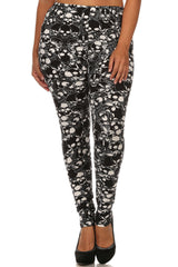 Knitted Skull Pattern Print Full Length Leggings 